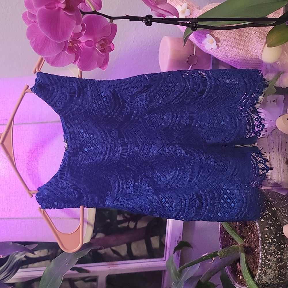 J.O.A. Los Angeles Lace Blue Crop Top